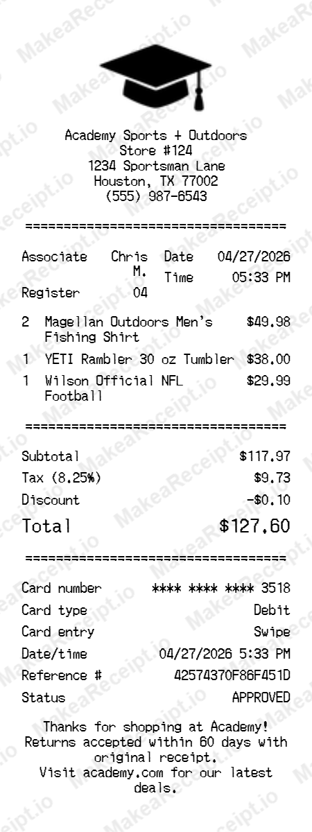 Academy Receipt