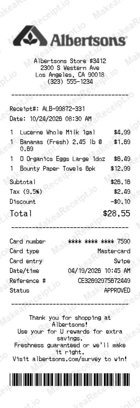 Albertsons Receipt