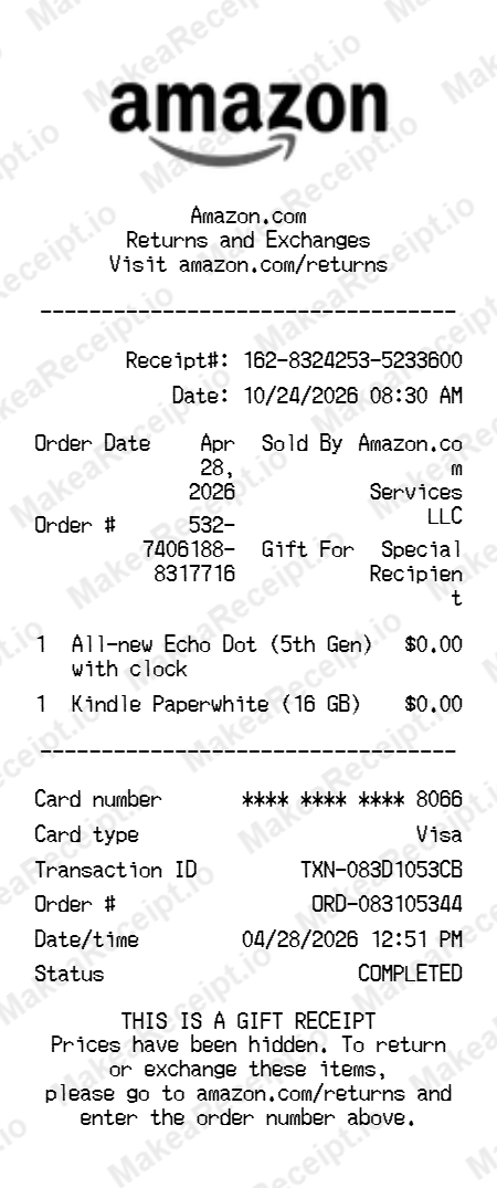 Amazon Gift Receipt