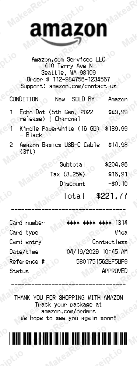 Amazon Receipt