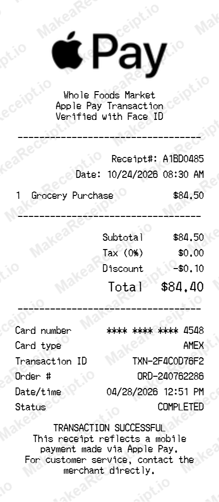 Apple Pay Receipt