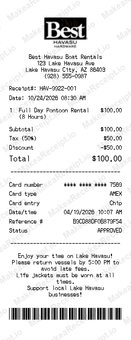 Best Havasu Receipt