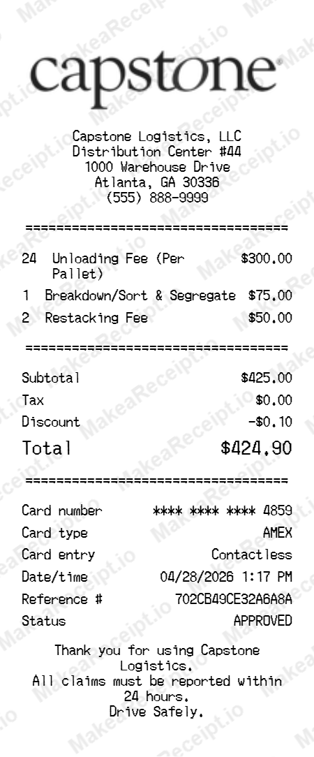 Capstone Receipt