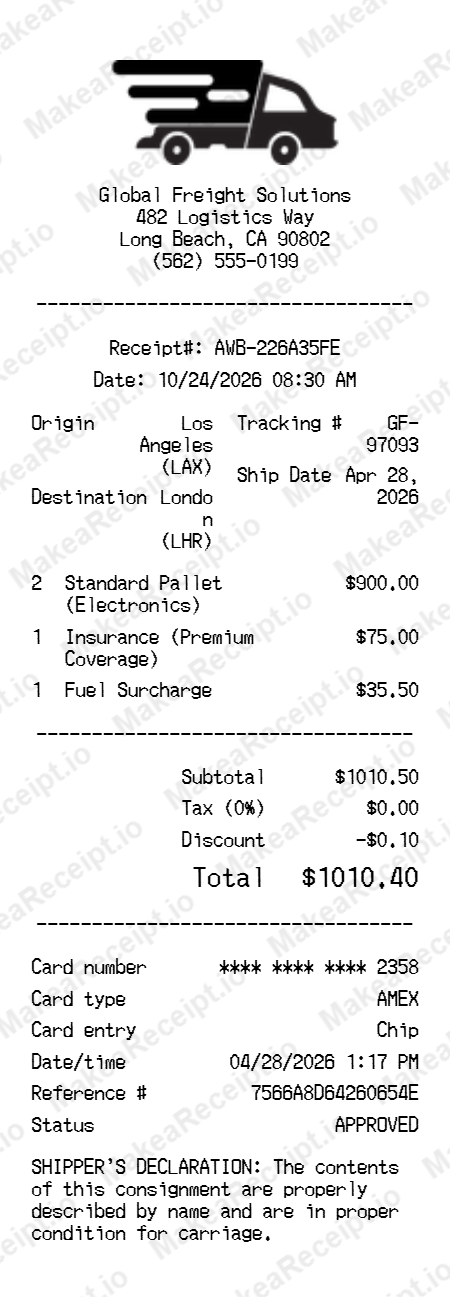 Cargo Receipt