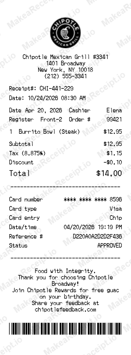Chipotle Receipt