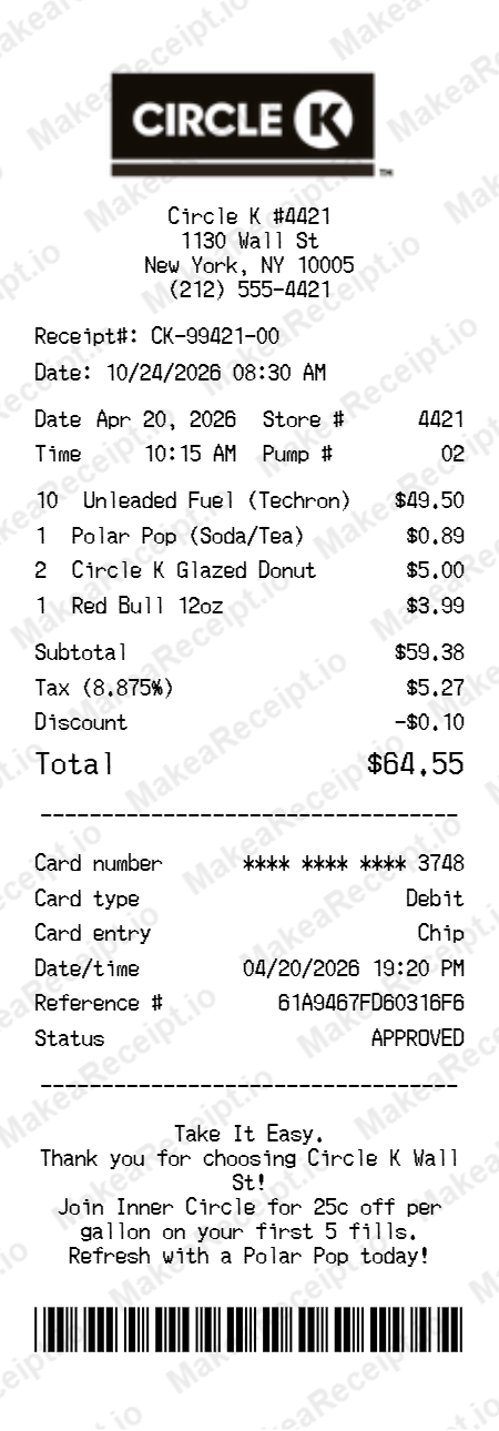 Circle K Receipt