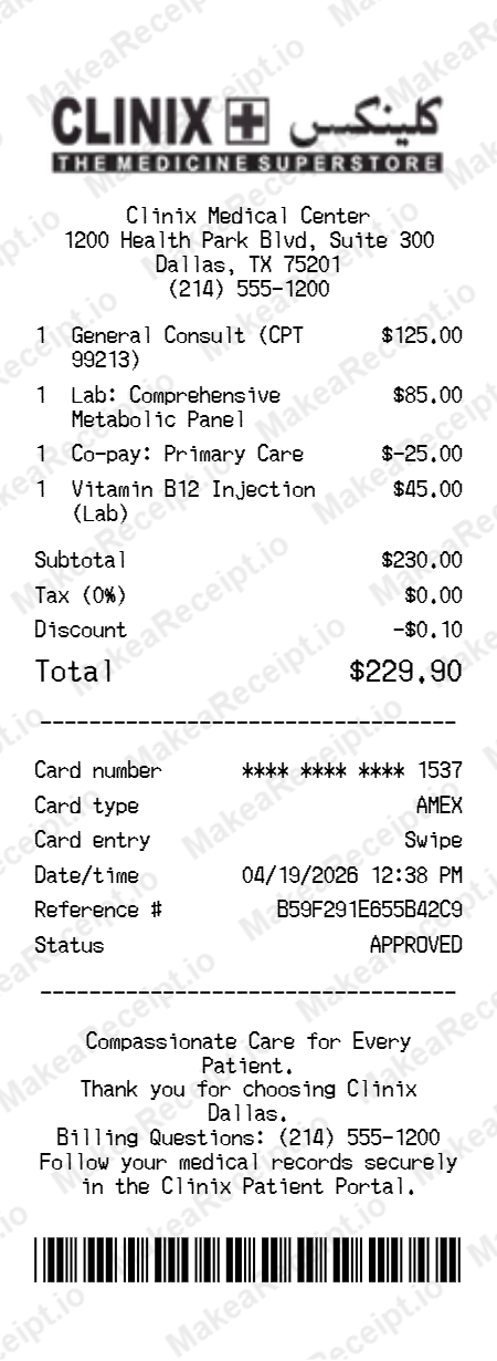 Clinix Receipt