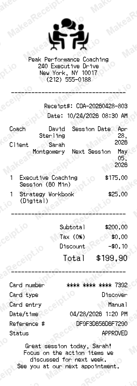 Coaching Receipt