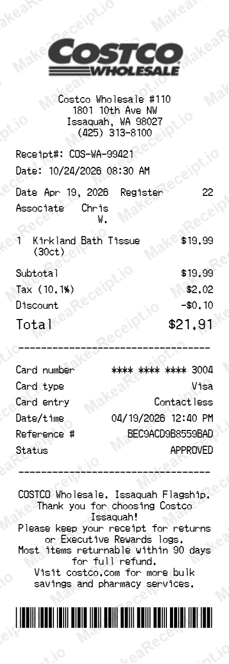 Costco Receipt