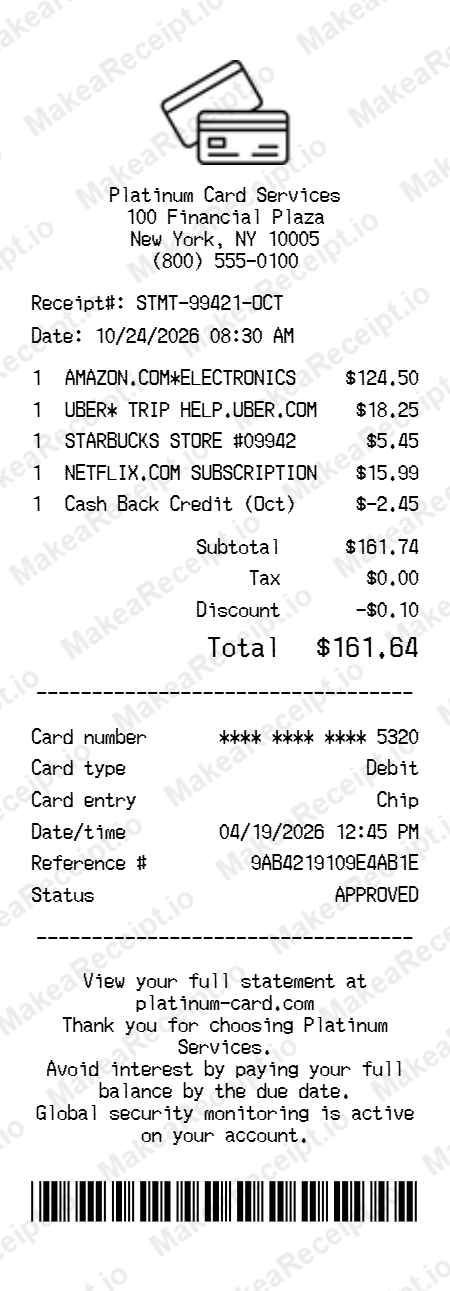 Credit Card Statement