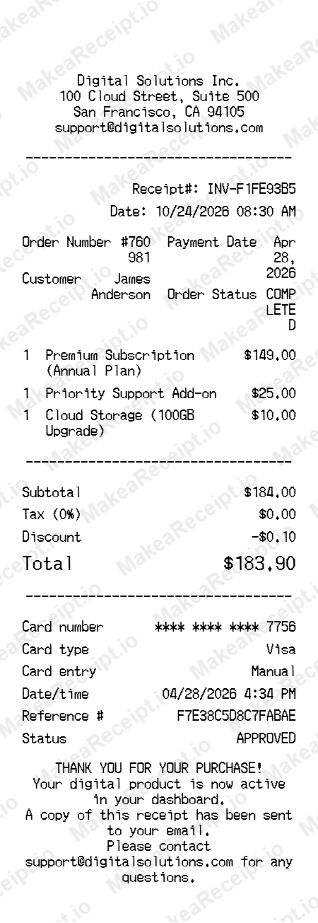 Digital Receipt