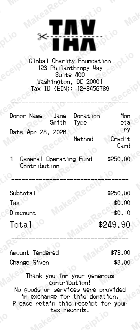 Donation Tax Receipt