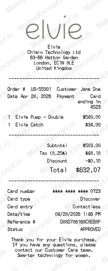 Elvie Receipt