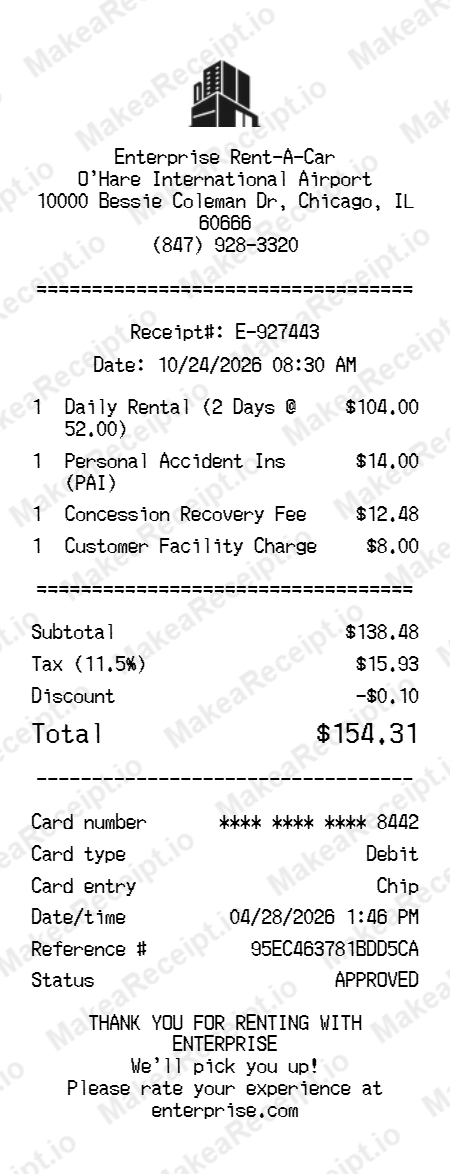 Enterprise Receipt