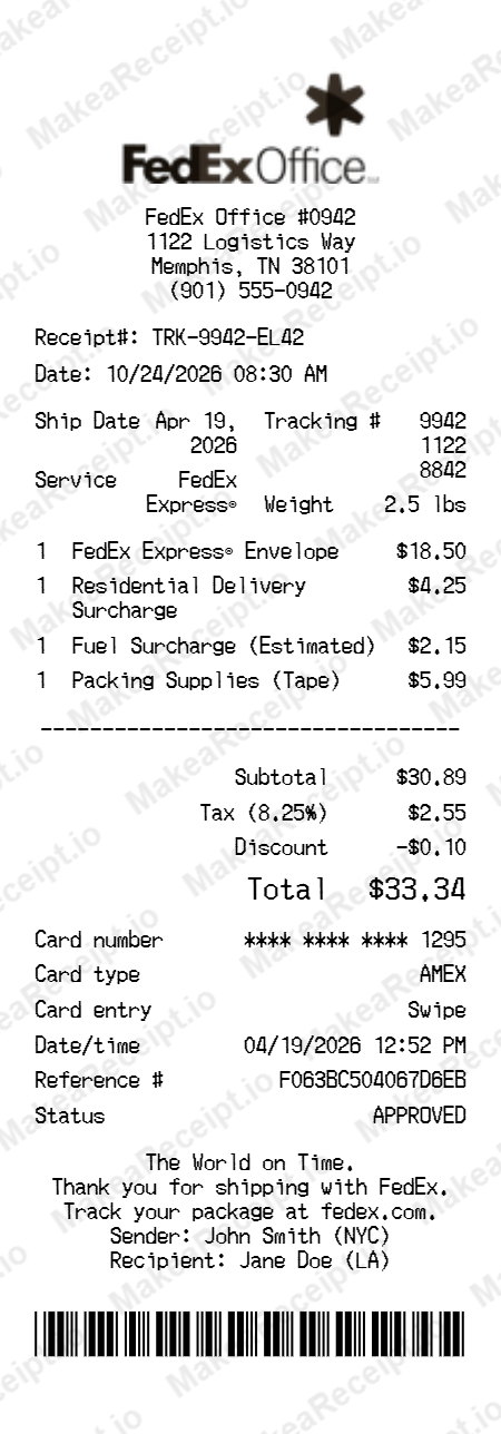 FedEx Receipt