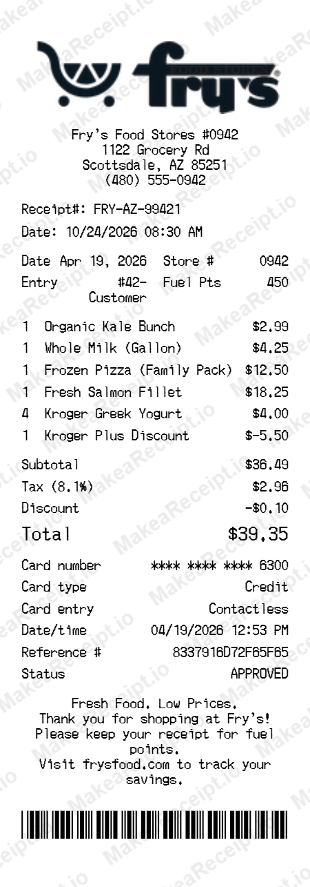 Frys Receipt