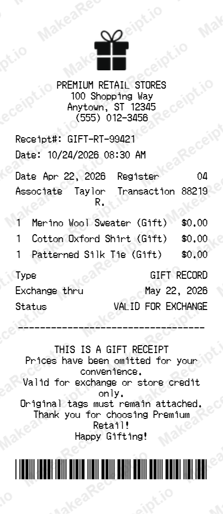 Gift Receipt