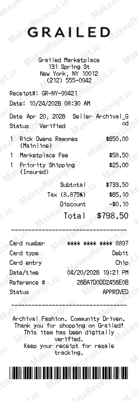 Grailed Receipt