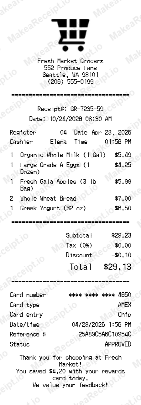 Grocery Receipt