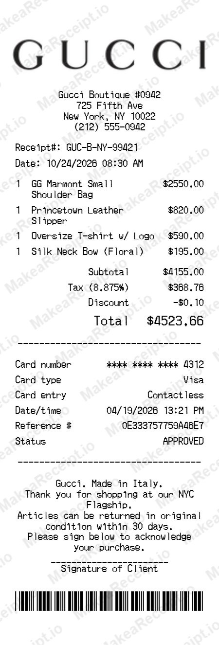 Gucci Receipt