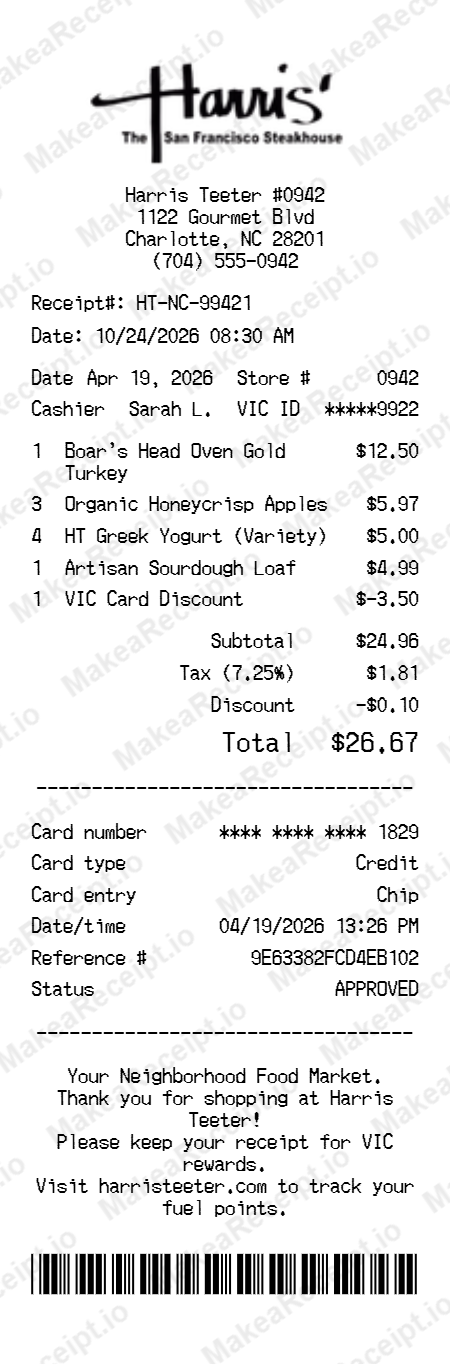 Harris Teeter Receipt