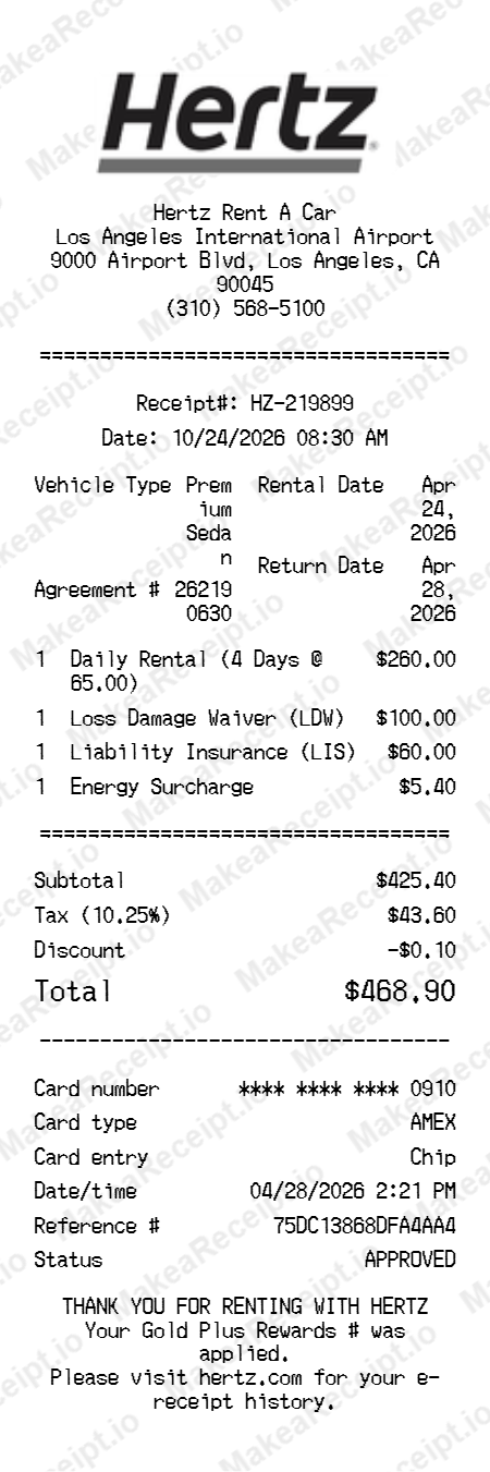 Hertz Receipt