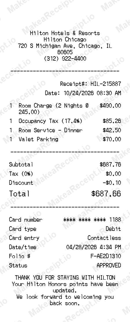 Hilton Receipt