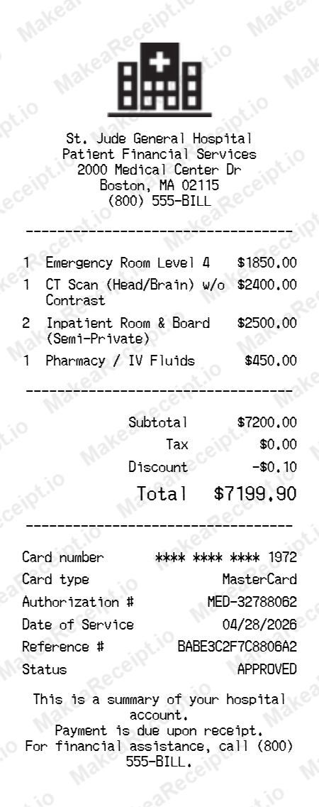 Hospital Bill Receipt