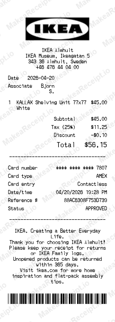 IKEA Receipt