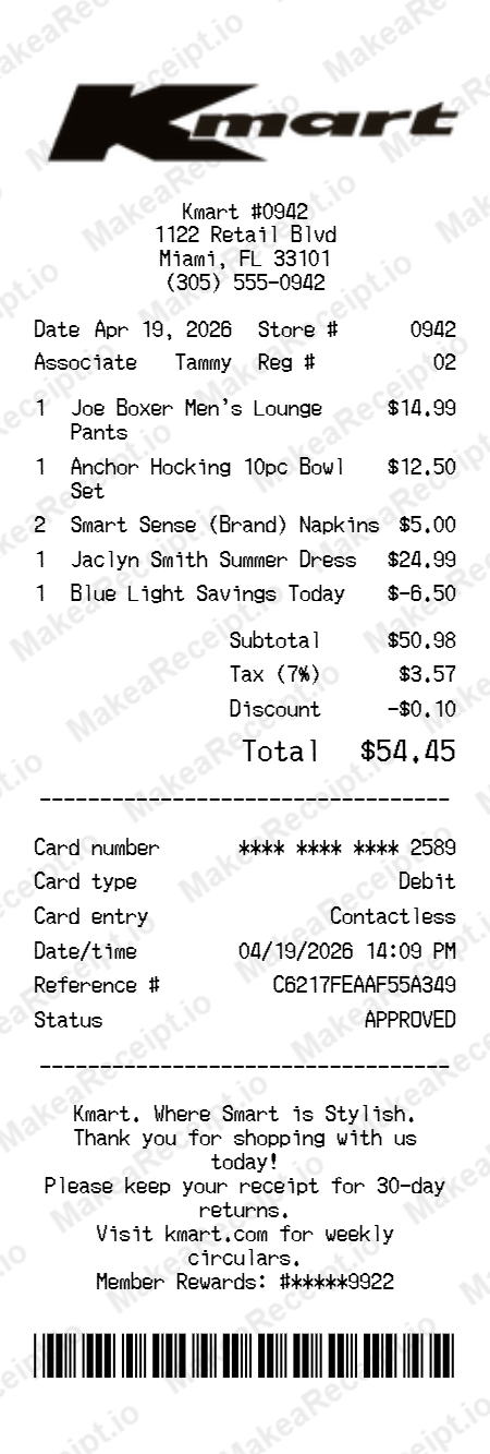 Kmart Receipt