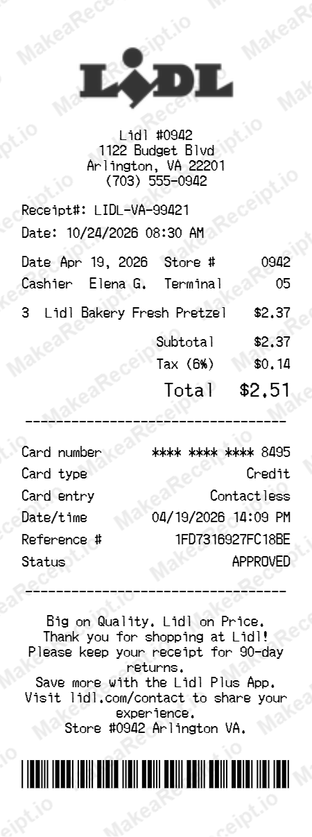 Lidl Receipt
