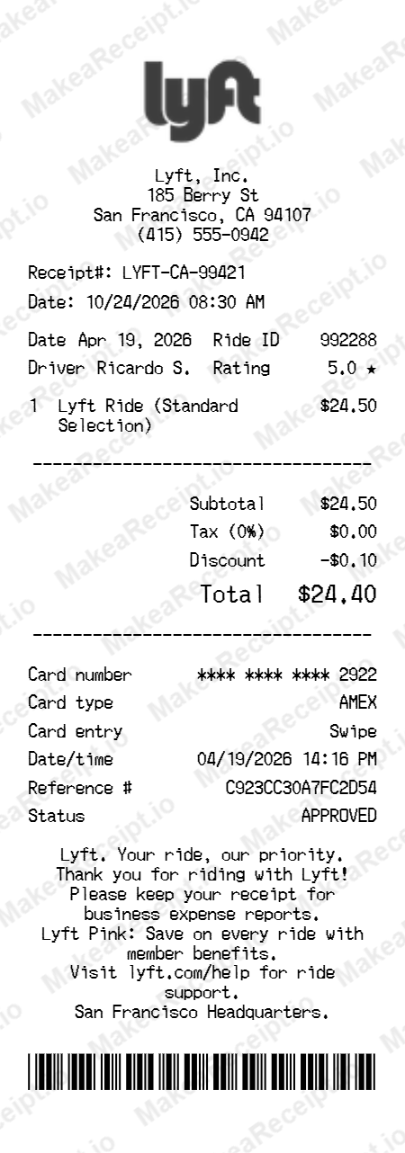 Lyft Receipt