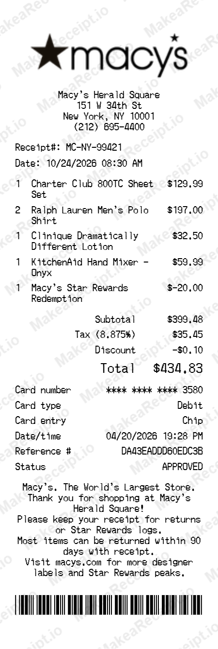 Macys Receipt