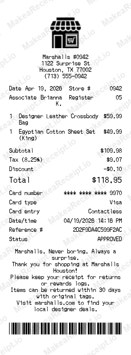Marshalls Receipt