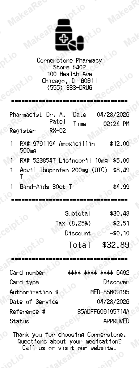 Medicine Receipt