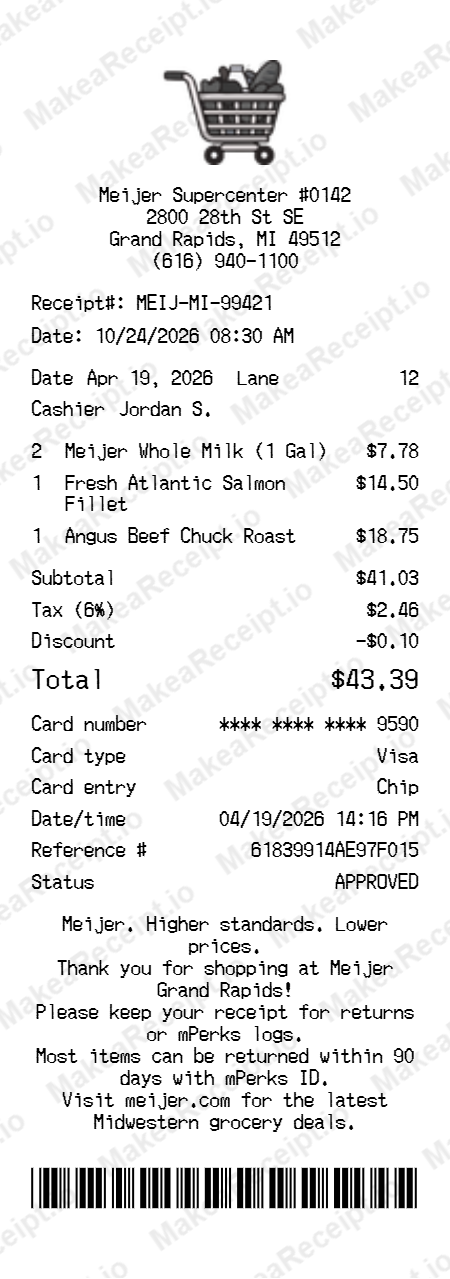 Meijer Receipt