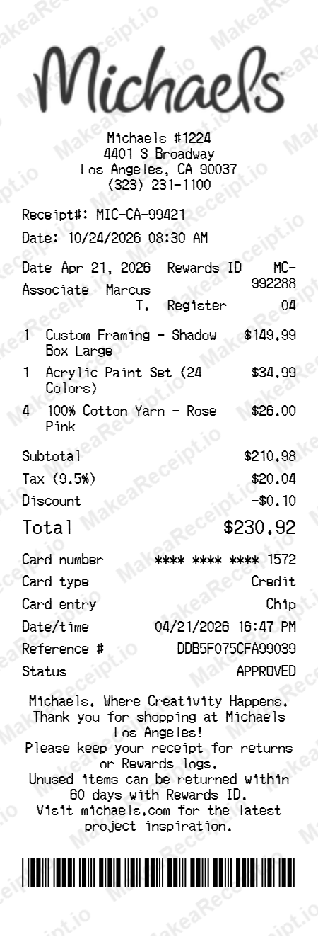 Michaels Receipt