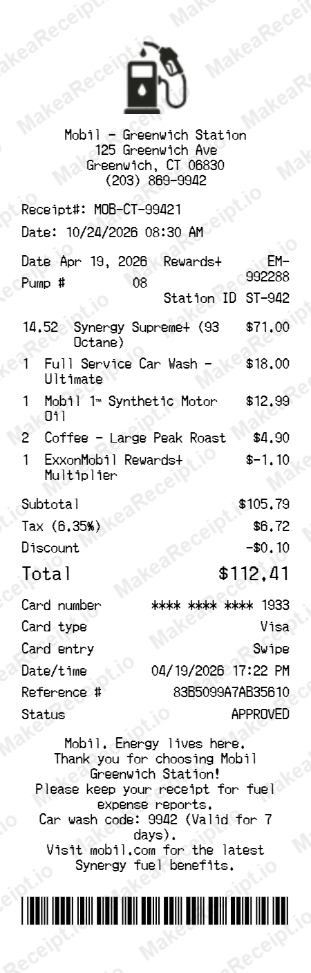 Mobil Receipt
