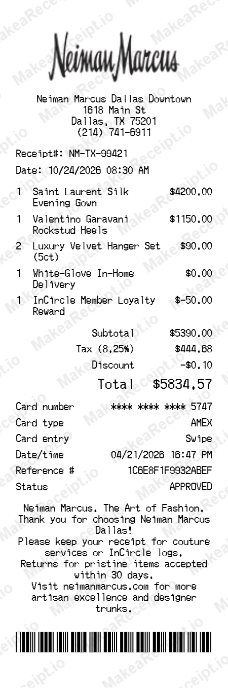 Neiman Marcus Receipt
