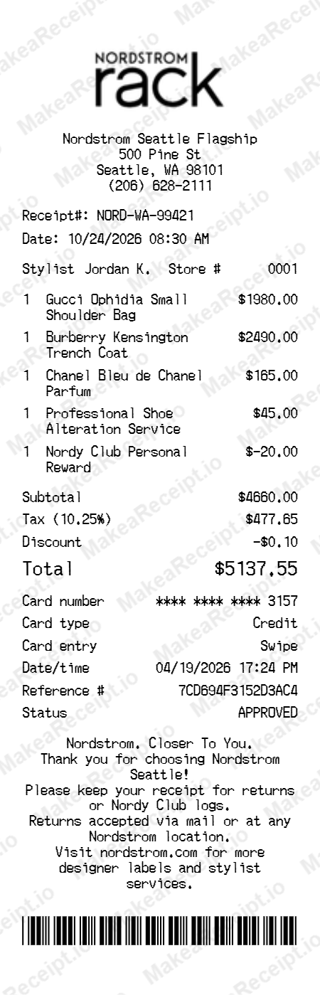 Nordstrom Receipt