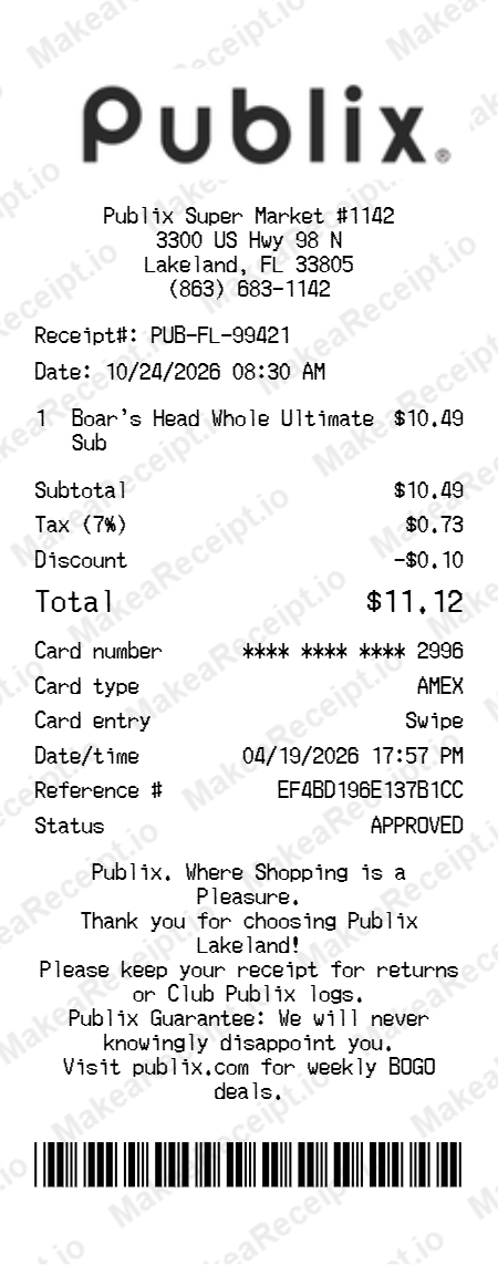 Publix Receipt