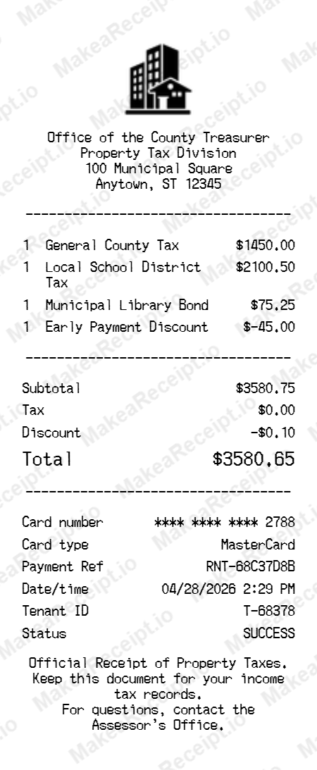 Real Estate Tax Receipt