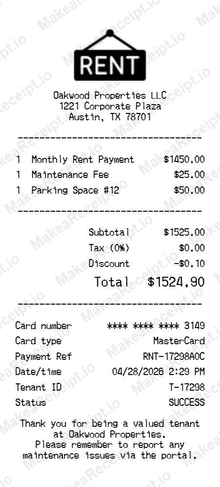 Rent Receipt