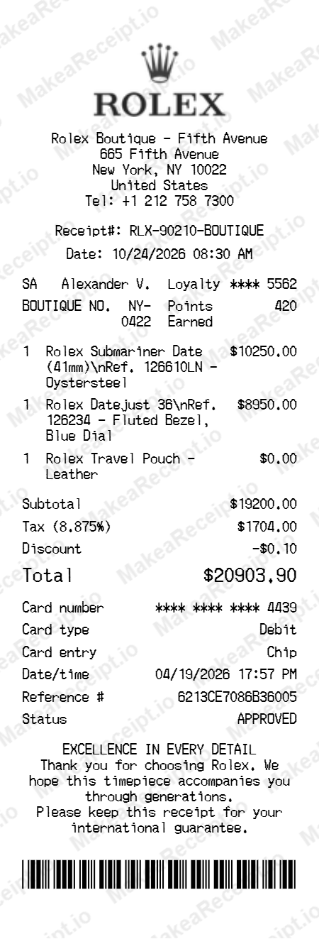 Rolex Receipt