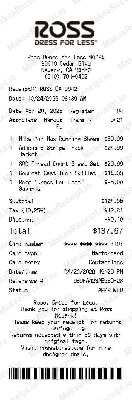 Ross Receipt