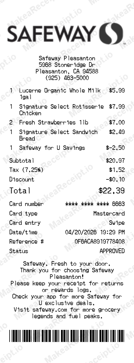 Safeway Receipt