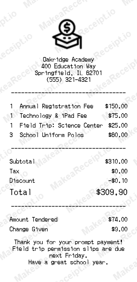 School Fee Receipt