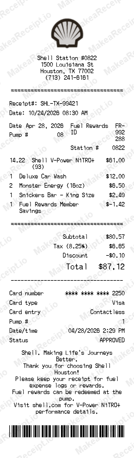 Shell Receipt