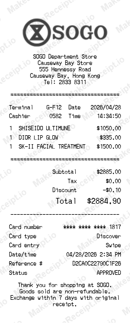 Sogo Receipt