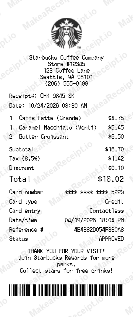 Starbucks Receipt